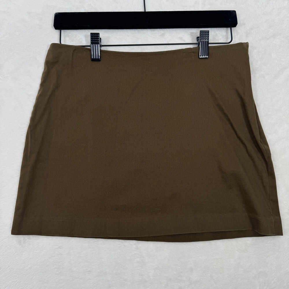 Express Mini Skirt Womens 7/8 Brown Stretch Side Zip Cotton‎ Blend Casual 13.5in